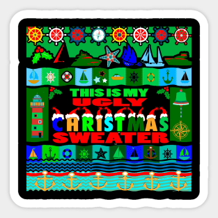 Nautical ugly christmas sweater Sticker